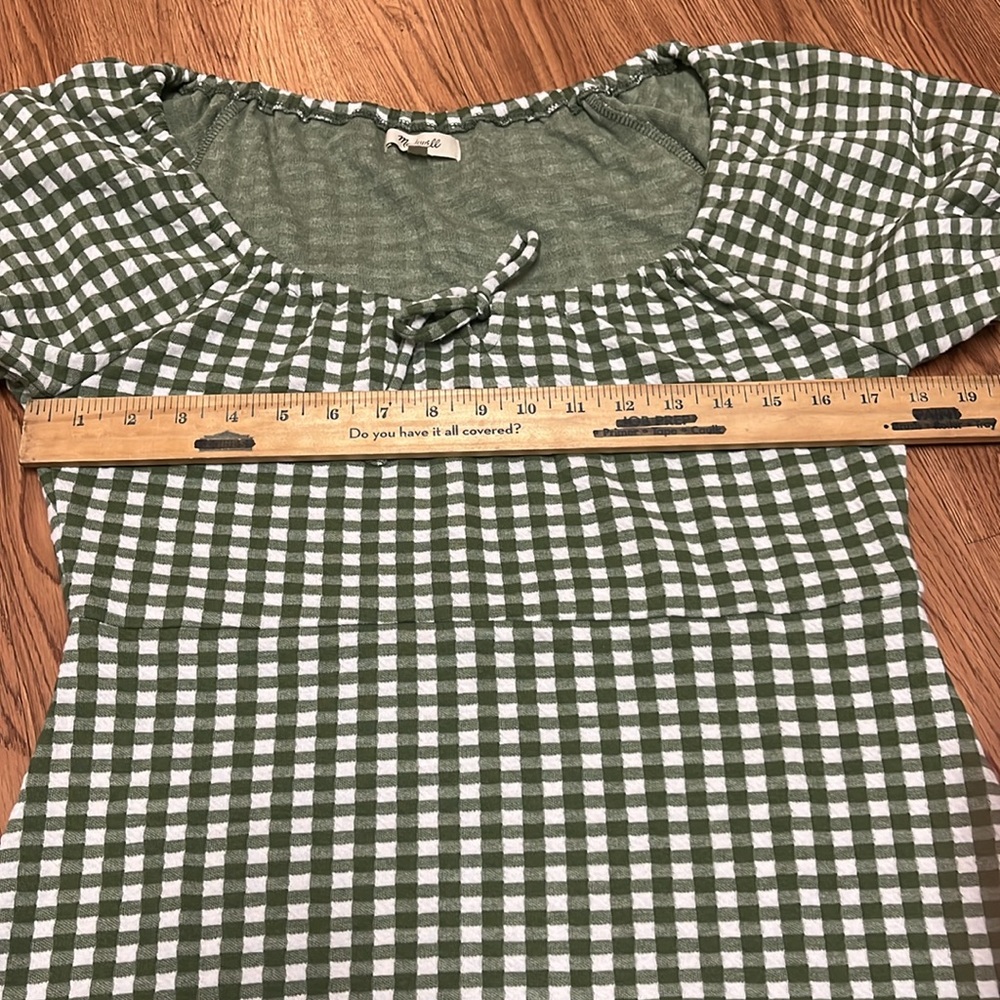 MADEWELL Women's Green/White Checkered Dress Size Medium - Picture 6 of 11